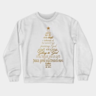 Christmas Tree Word Art Design Featuring Luke 2:13-14 Gold Crewneck Sweatshirt